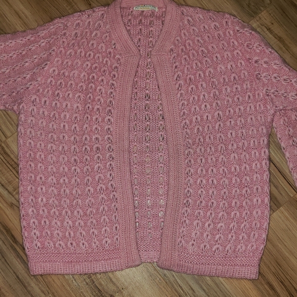 Vintage Creslan Acrylic & Mohair Pink Milliken Yarn Sweater Small - Picture 3 of 3